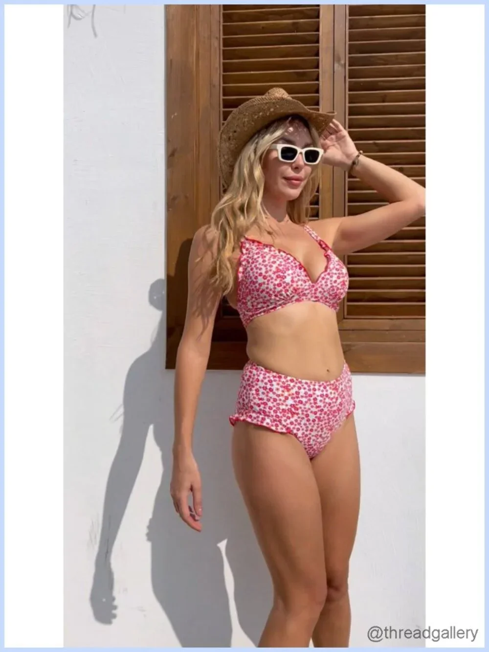 High Waisted Bikini Set Ruffle Two Piece Women Swimwear Removable Pads